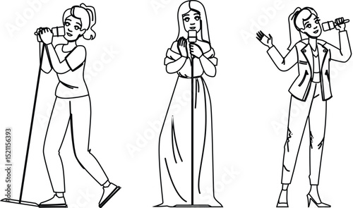 sing singer woman vector