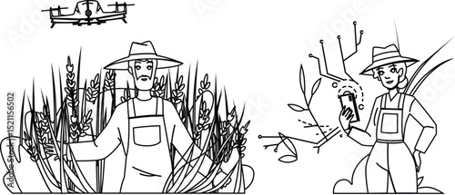 digital smart agriculture farming vector