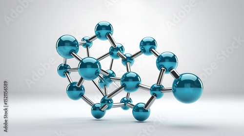 3d glass ball render serine molecule structure