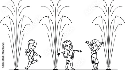 park splash pad kid vector