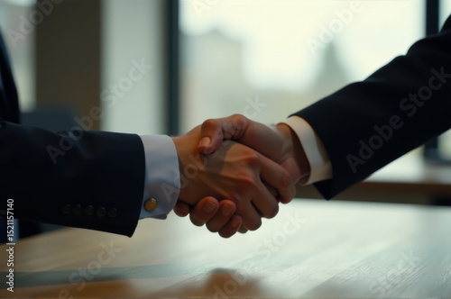 Two professionals shaking hands in a professional setting