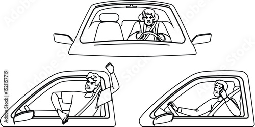 frustration stress traffic road man vector