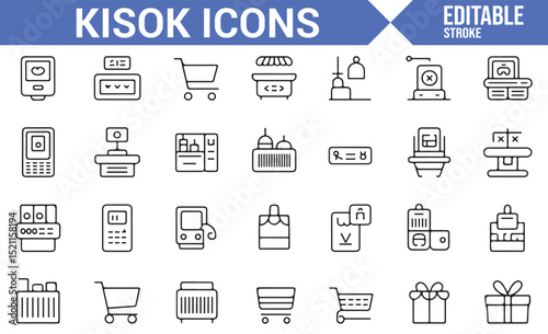 Simple Line Icons for Kiosk Services, Vending Machines, and Checkout Systems