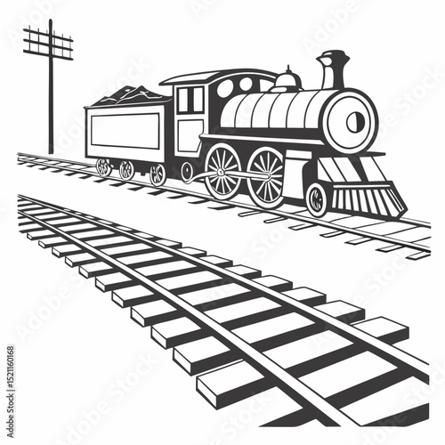 Vintage steam train locomotive vector illustration for transportation and travel design element