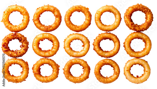 A delightful assortment of freshly baked donuts arranged in a neat pattern, showcasing their golden-brown colors.