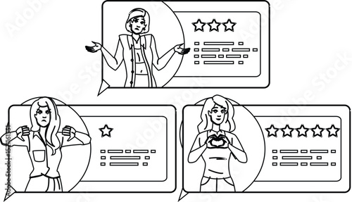 satisfaction woman customer feedback vector