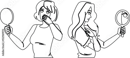 vulnerability woman mirror fear vector