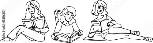 rest woman reading bed vector