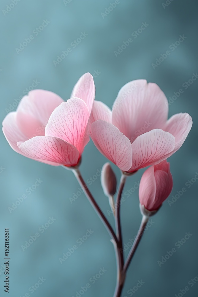 Fototapeta premium A cyclamen indoors, with delicate petals and a soft background