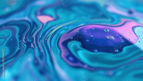 Abstract colorful liquid background with soft blended colors and small droplets