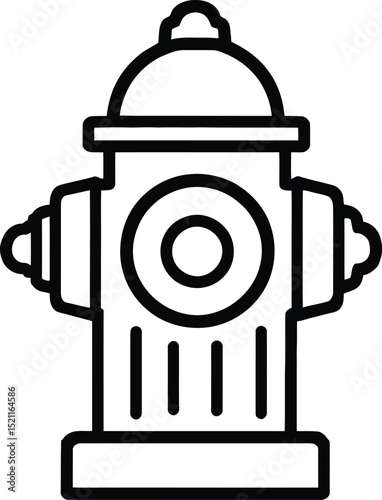 Fire Hydrant Symbol Set Featuring a Classic Cylindrical Design with a Domed Top, Two Side Nozzles, and a Central Circular Detail—Representing Emergency Firefighting Equipment, Urban Infrastructure, an