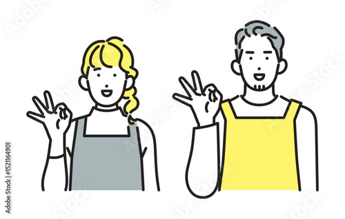 シンプル　イラスト　笑顔の若い夫婦 人物
