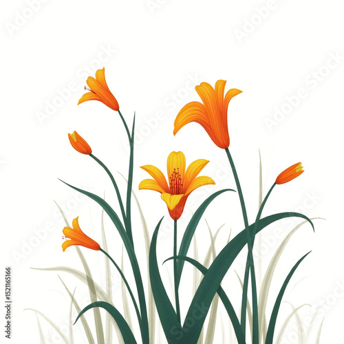 saffron flowers on white background, saffron plant
