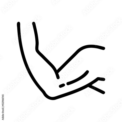 Minimal outline arm icon in black and white