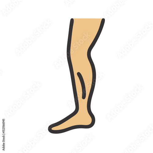 Human leg icon in cartoon flat style