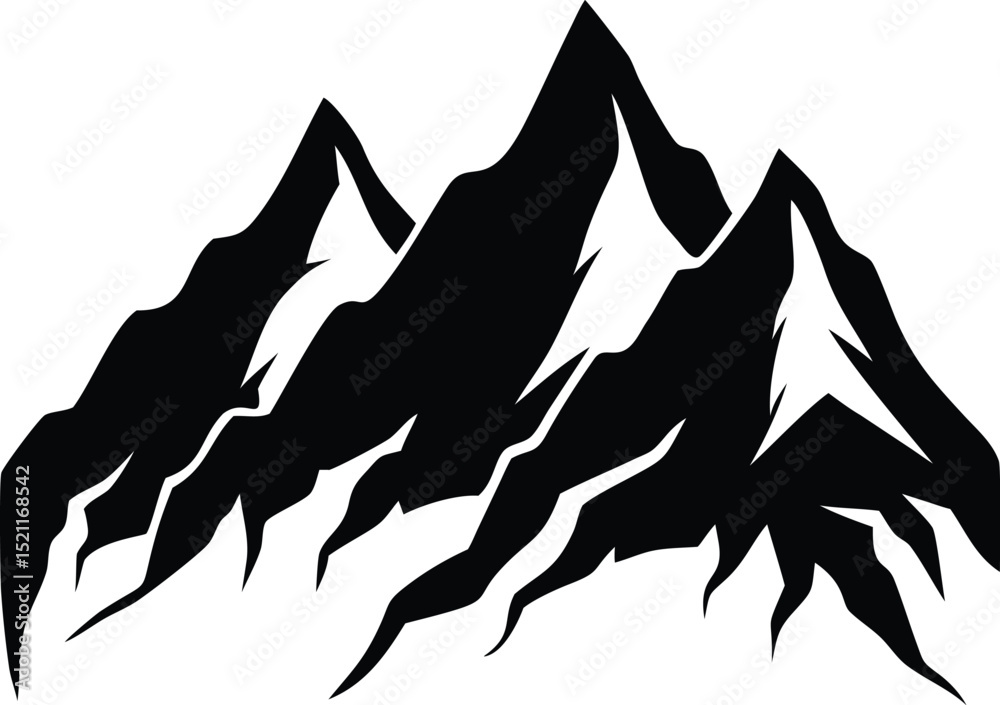 Fototapeta premium Layered Mountain Range Silhouette with Bold Peaks – EPS Vector Landscape Art