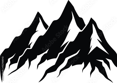 Layered Mountain Range Silhouette with Bold Peaks – EPS Vector Landscape Art