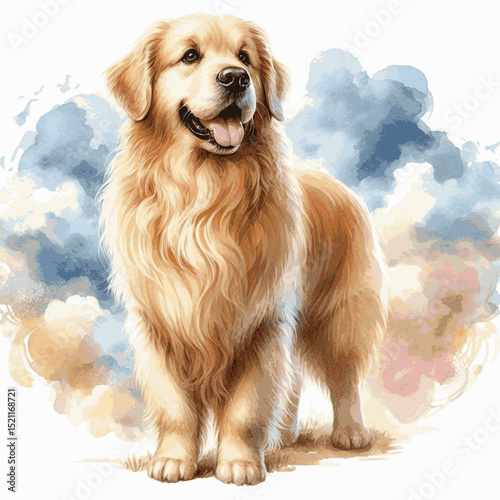 Amber Field Dream dog golden retriever isolated watercolor vector illustration svg