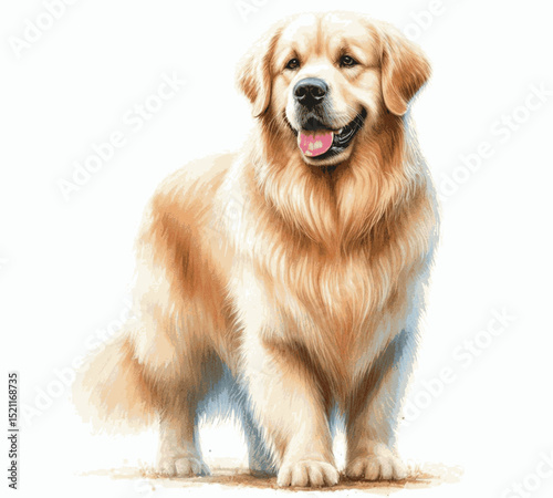 Sunbeam Soul dog golden retriever isolated watercolor vector illustration svg