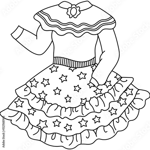 Cute Retro Style Dress Coloring Page

