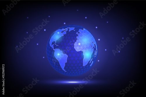 Global business concept with world map lines and points for network connection