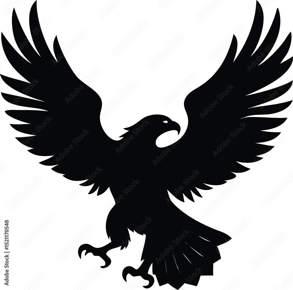 Obraz premium Majestic Eagle in Flight Silhouette with Wide Wings – EPS Vector Bird Art