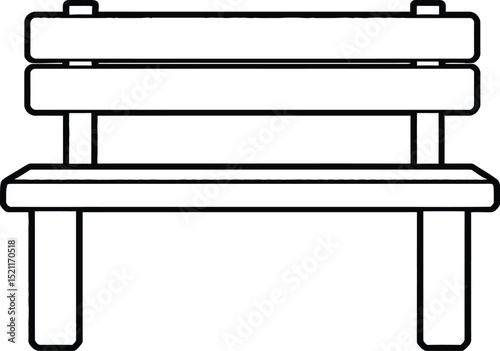 Outline Illustration of a Simple Park Bench or Outdoor Seating Furniture with Clear Lines
