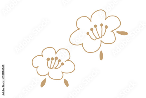 北欧風の手描き花イラスト　金