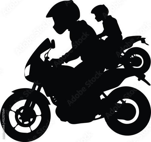 Motorcycle Rider Silhouettes with Helmet and Gear – EPS Vector Biker Art