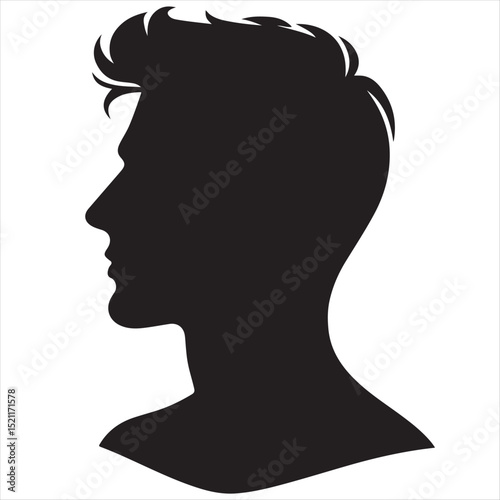 Stylish Male Silhouette Profile View, Vector Illustration