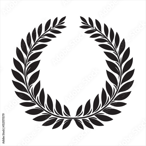 Elegant Black and White Laurel Wreath Design Element