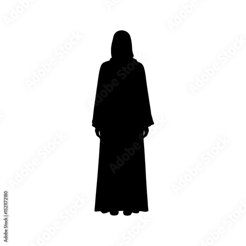 Arab woman silhouette vector flat illustration on white background.