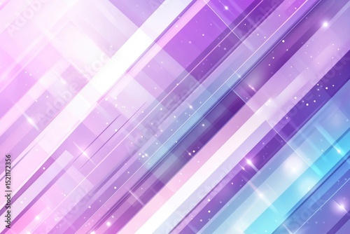 Abstract diagonal lines in pastel purple, white, and light blue hues, with a subtle sparkle effect and translucent rectangular shapes