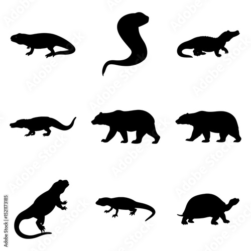 wild animal silhouette vector set