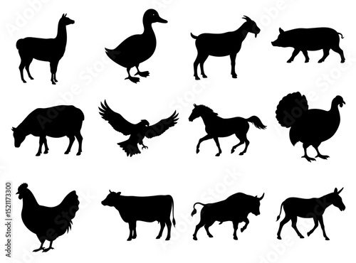wild animal silhouette vector set