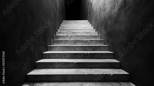 Minimalist stairs going upward isolated on white background, ideal for business, education, and motivational themes.