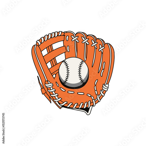 Baseball glove ball vector art illustration