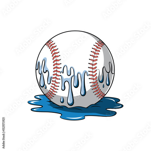 Baseball dripping water vector art illustration
