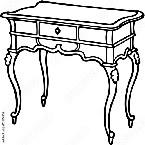 Elegant Baroque Desk – Vintage Art Vector