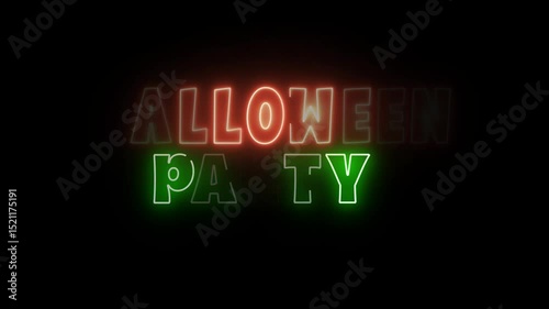 Halloween party neon glowing text motion graphics animation