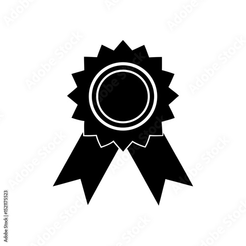 bright red ribbon badge with rosette and copy spac.svg
