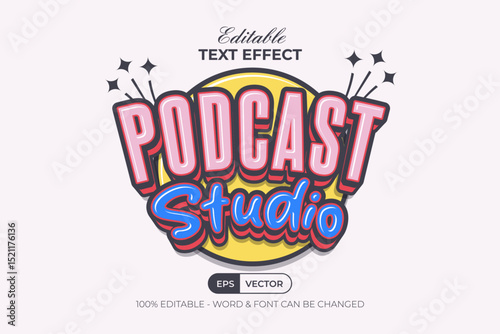 Retro Podcast Studio Editable Text Effect.