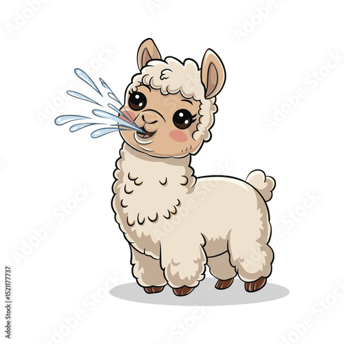 Cute Lama spitting vector art illustration illustration