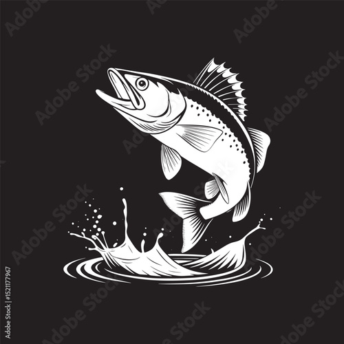 Salmon fish jumping vector illustration