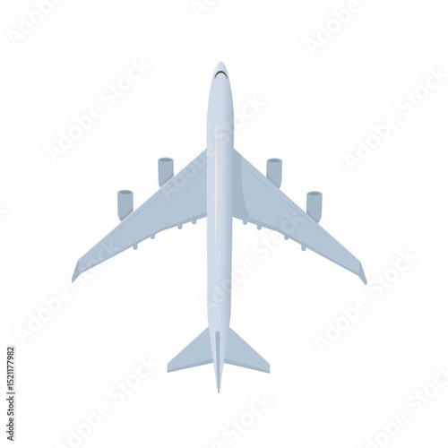  Flat Airplane Illustration. Vector illustration of top view commercial airplane flying in the sky. Ideal for travel, aviation, tourism, and transportation concepts.