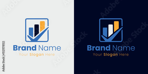 Company Growth and Success Logo with a Tick Mark for Brand Identity Design