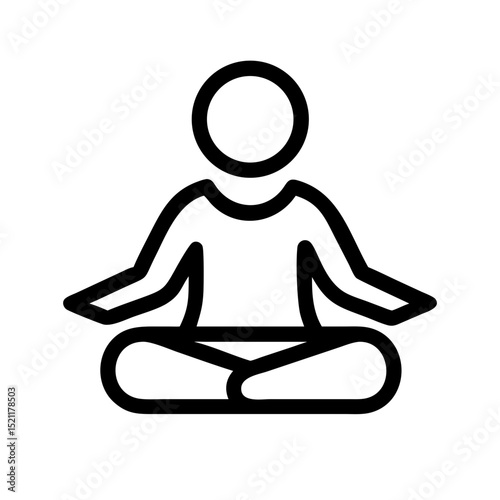 Flat black silhouette of seated yoga figure in lotus position representing inner peace relaxation and holistic health lifestyle
