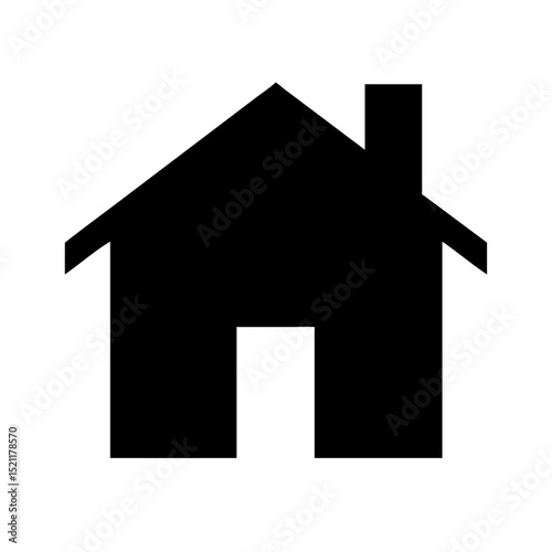 Flat vector of residential home in black silhouette ideal for housing property icons urban planning and domestic living concepts