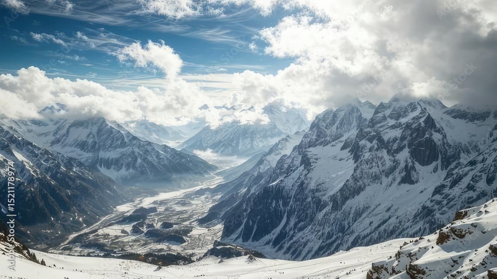 Majestic Italian Alps Snow-Capped Peaks and Cloudscape Majestic Italian Alps Snow-Capped Peaks and Cloudscape