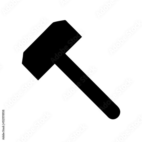 Black vector silhouette of hammer with flat metal head representing construction carpentry and mechanical tools